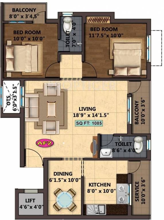 Sankar Yogi (2BHK+2T (1,085 sq ft) 1085 sq ft) Sankar Yogi (2BHK+2T (1,085 sq ft) 1085 sq ft)