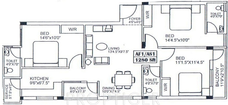 Vinoth Victoria (3BHK+3T (1,280 sq ft) 1280 sq ft) Vinoth Victoria (3BHK+3T (1,280 sq ft) 1280 sq ft)