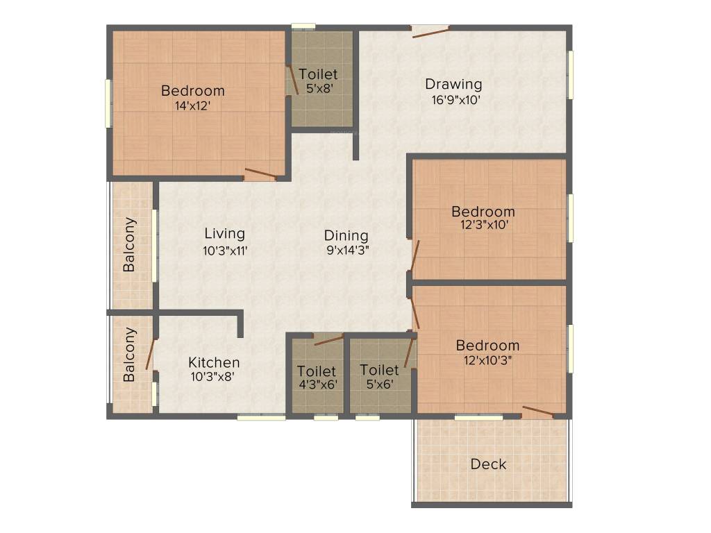 Muppa Homes Aishwarya Condos 3BHK+3T (1,610 sq ft)