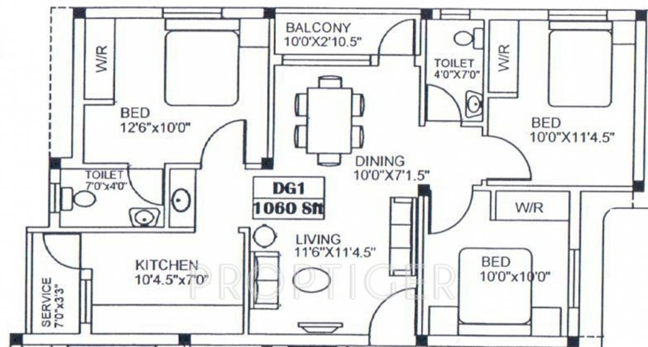 Vinoth Victoria (3BHK+2T (1,060 sq ft) 1060 sq ft)