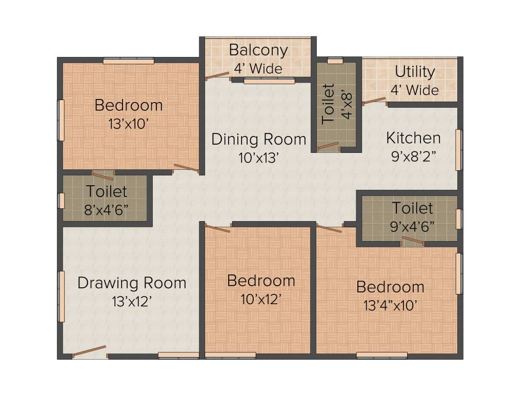 Sekhar Hyde Park (3BHK+3T (1,345 sq ft) 1345 sq ft)