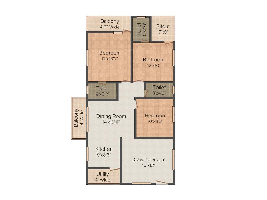 Sekhar Hyde Park (3BHK+3T (1,550 sq ft) 1550 sq ft)