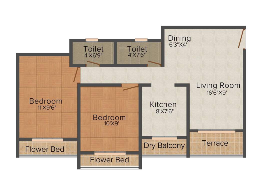 Shree Ganesh Imperial Heights (2BHK+2T (958 sq ft) 958 sq ft)
