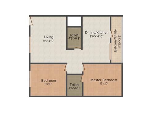 DS DSMAX SEAGULL (2BHK+2T (1,010 sq ft) 1010 sq ft)