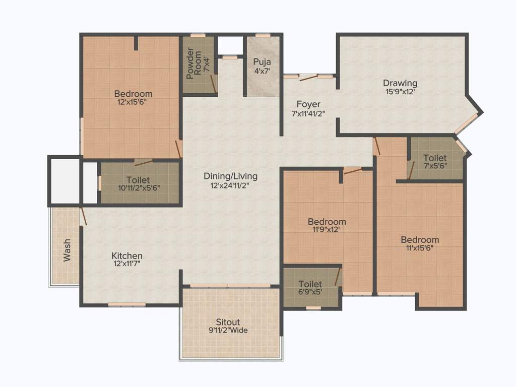 PNR High Nest (3BHK+3T (2,305 sq ft) 2305 sq ft)
