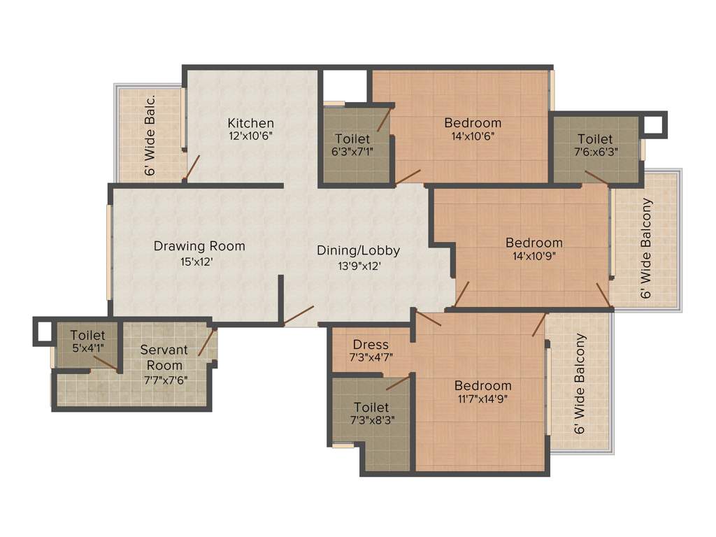 Sandwoods Sandwoods Opulencia (3BHK+4T (1,750 sq ft) + Servant Room 1750 sq ft)
