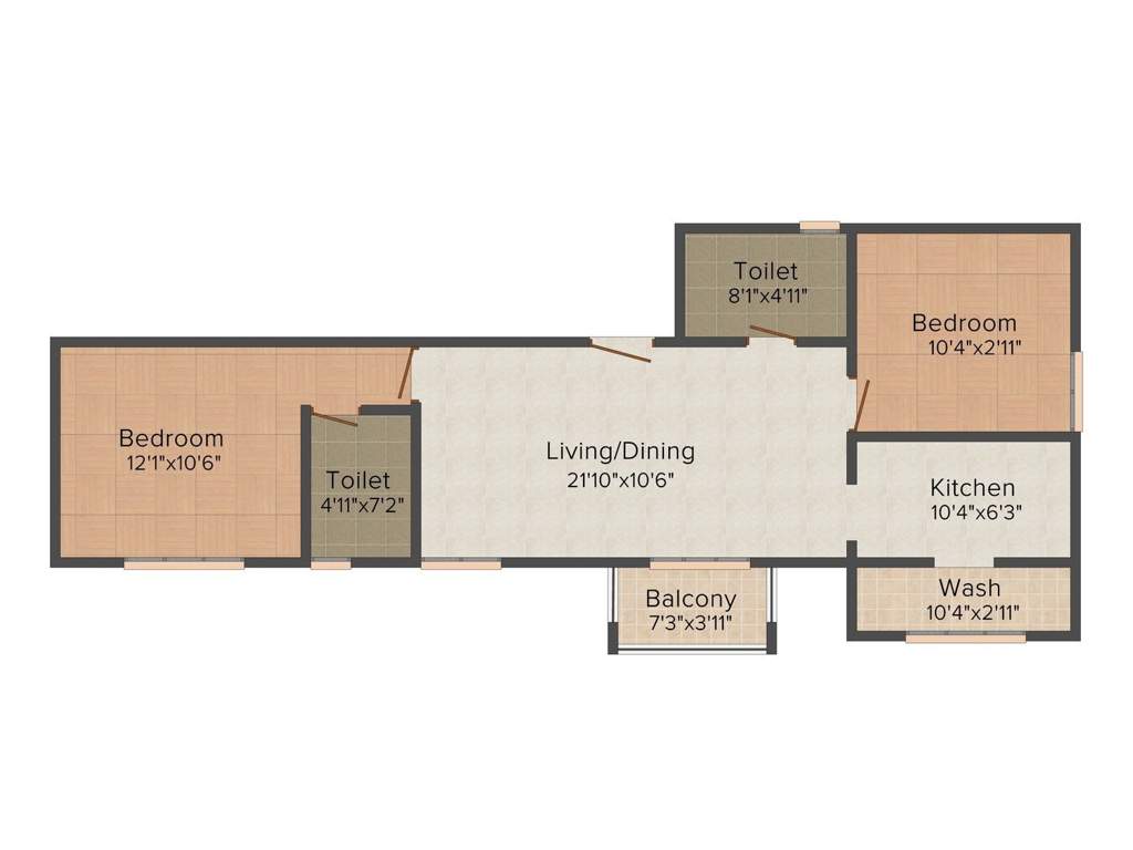 MMRF Sai Enclave (2BHK+2T (1,050 sq ft) 1050 sq ft)