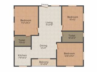 SK Tejas (3BHK+2T (1,277 sq ft) 1277 sq ft)