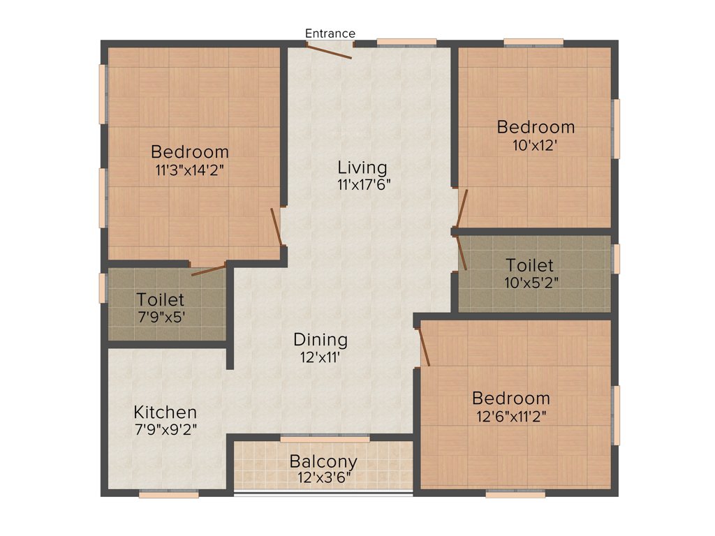 SK Tejas (3BHK+2T (1,277 sq ft) 1277 sq ft)