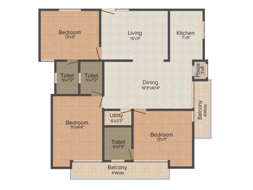 Accurate and Associcates Tulsi Palm 3BHK+3T (1,916 sq ft) + Pooja Room Accurate and Associcates Tulsi Palm 3BHK+3T (1,916 sq ft) + Pooja Room