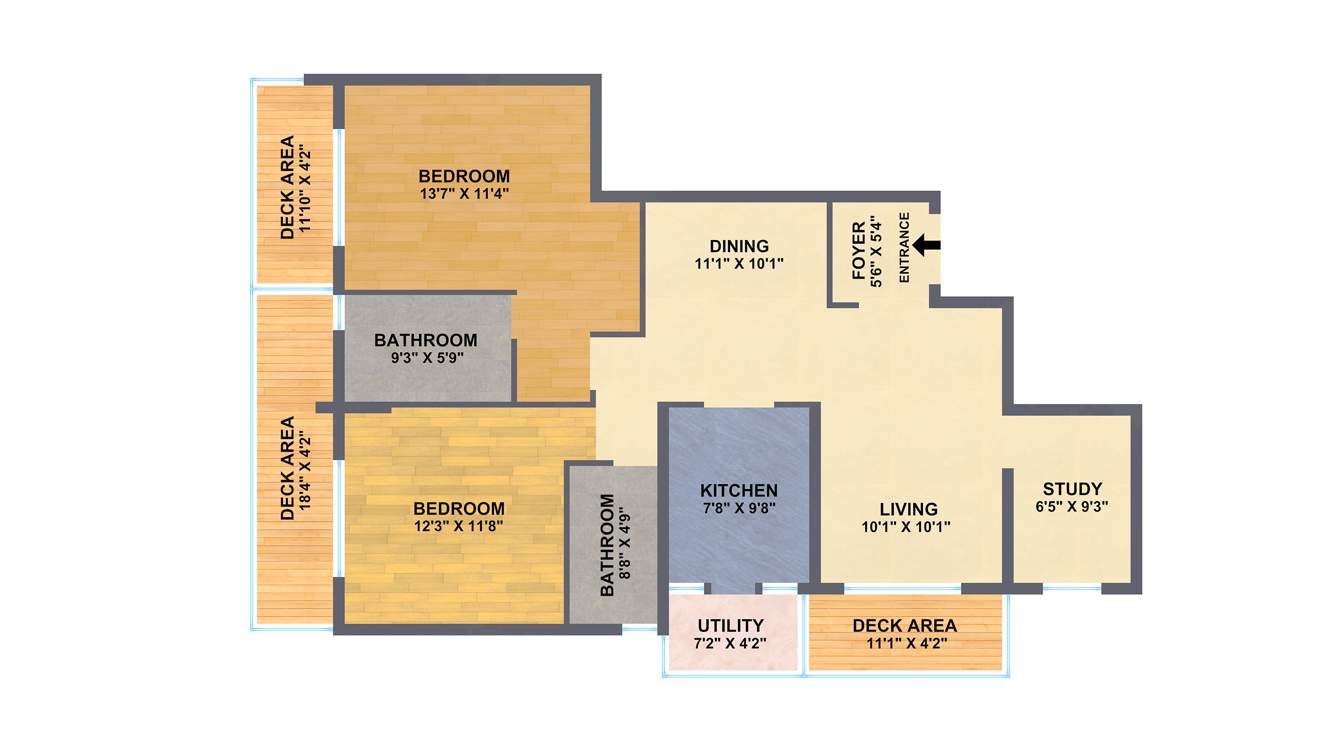 LGCL Luxuriate (2BHK+2T (1,690 sq ft) + Study Room 1690 sq ft)