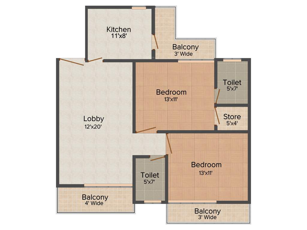 Resizone Om Sarthak (2BHK+2T (1,120 sq ft) 1120 sq ft)