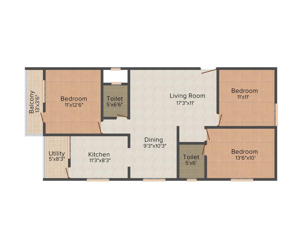 SV Alphyne (3BHK+2T (1,295 sq ft) 1295 sq ft)