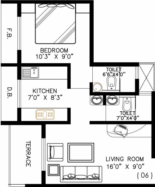 Shree Mukund The Ambience Garden (1BHK+2T (715 sq ft) 715 sq ft)