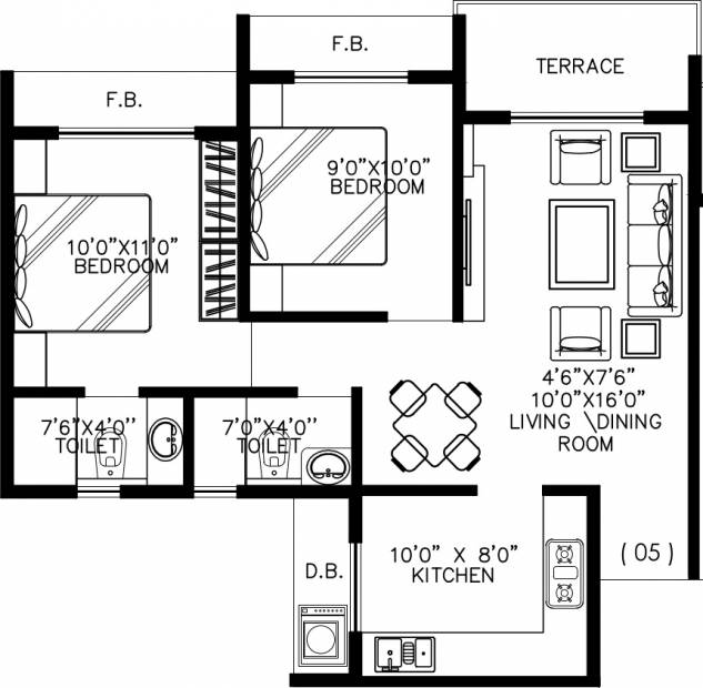 Shree Mukund The Ambience Garden (2BHK+2T (1,030 sq ft) 1030 sq ft)