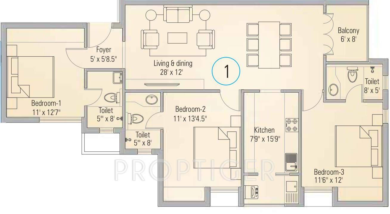 Appaswamy The Bloomingdale (3BHK+3T (1,552 sq ft) 1552 sq ft)