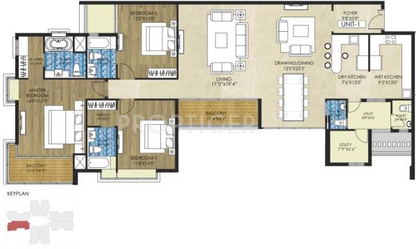 TVH Quadrant (3BHK+3T (3,260 sq ft) 3260 sq ft)