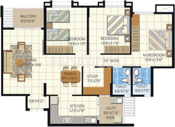 Embassy Residency (3BHK+2T (1,546 sq ft) 1546 sq ft)