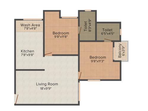 Desai DD Green Woods (2BHK+2T (951 sq ft) 951 sq ft)