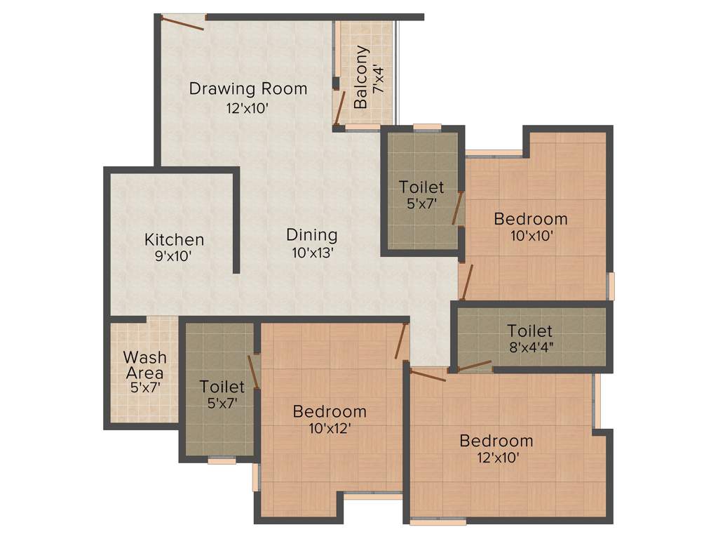 Desai DD Golden Gate (3BHK+3T (1,205 sq ft) 1205 sq ft)