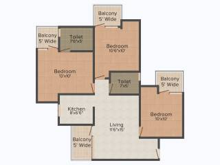 Amrapali Riverview (3BHK+2T (1,145 sq ft) 1145 sq ft)