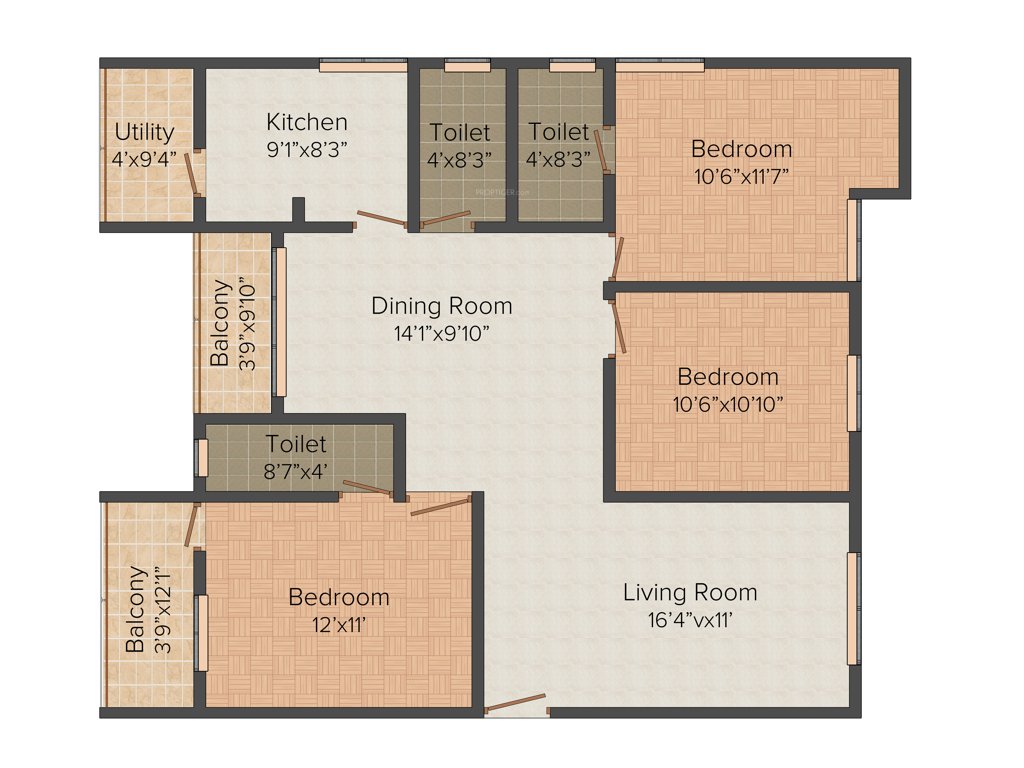 Winner Thuvar (3BHK+3T (1,416 sq ft) 1416 sq ft)