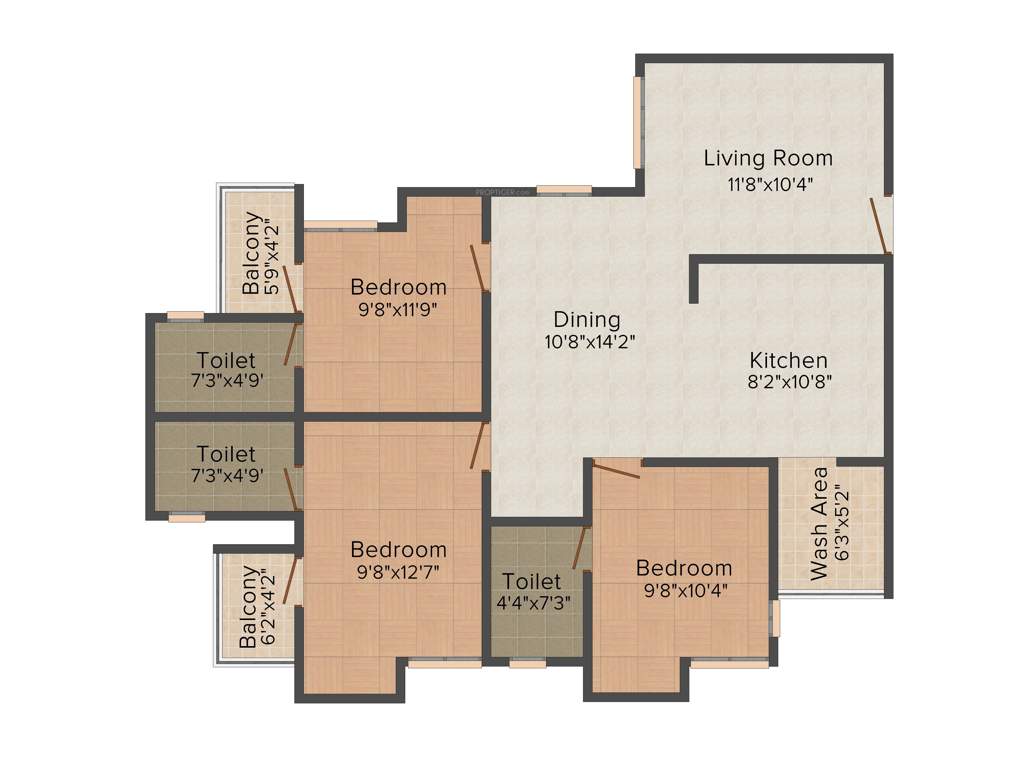 Desai DD Diamond Valley (3BHK+3T (1,381 sq ft) 1381 sq ft)