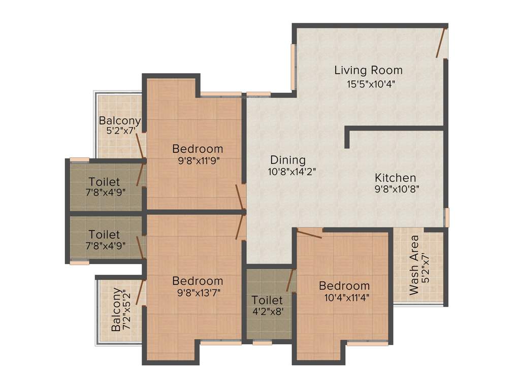 Desai DD Diamond Valley (3BHK+3T (1,544 sq ft) 1544 sq ft)