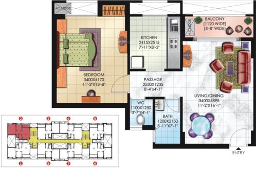 Sahara City Homes Apartments Lucknow (1BHK+1T (712 sq ft) 712 sq ft)