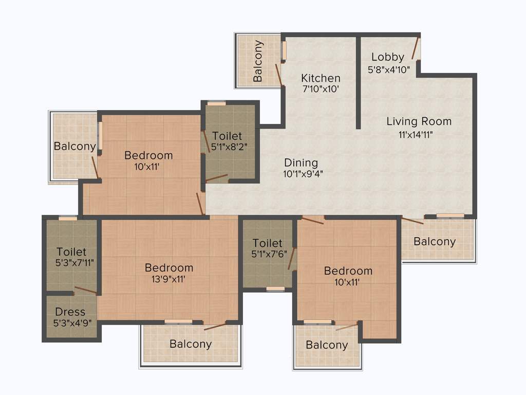 BS Vaibhav Heritage Height (3BHK+3T (1,530 sq ft) 1530 sq ft)