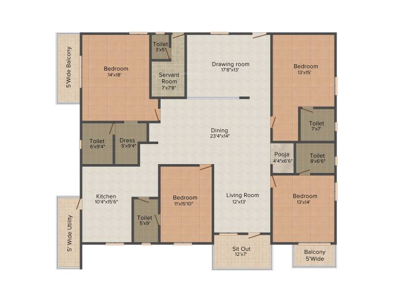 DSR Reganti (4BHK+4T (3,333 sq ft)   Servant Room 3333 sq ft)