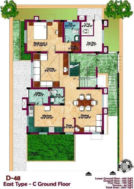 Shriram Panorama Hills Villas (4BHK+4T (2,637 sq ft)   Servant Room 2637 sq ft)