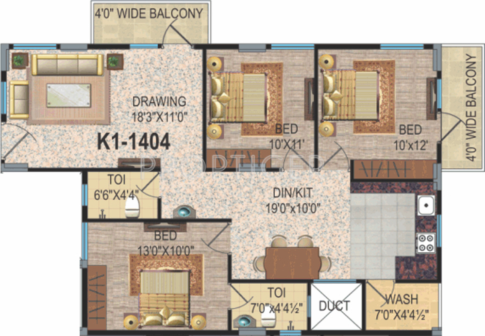 EAPL Sri Tirumala Sarovar (3BHK+2T (1,404 sq ft) 1404 sq ft)