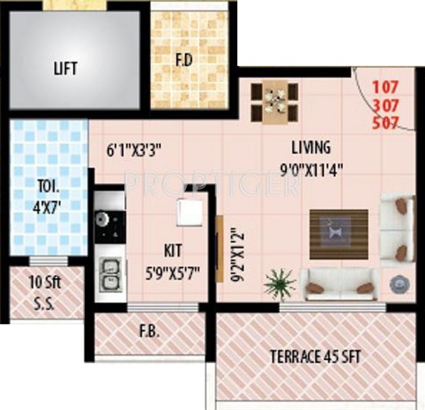 Incity Mithila Homes (1BHK+1T (445 sq ft) 445 sq ft) Incity Mithila Homes (1BHK+1T (445 sq ft) 445 sq ft)