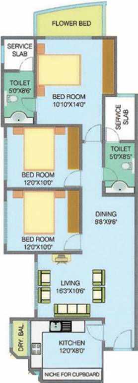 Nahar Yarrow Yucca Vinca (3BHK+2T (1,444 sq ft) 1444 sq ft)