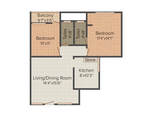 Ashvar Aishwaryam (2BHK+2T (985 sq ft) 985 sq ft)