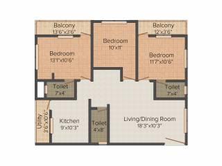 Ashvar Aishwaryam (3BHK+3T (1,338 sq ft) 1338 sq ft)