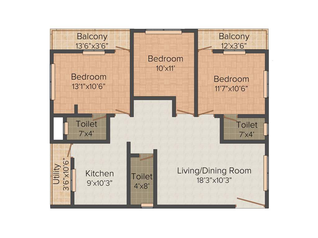 Ashvar Aishwaryam (3BHK+3T (1,338 sq ft) 1338 sq ft)