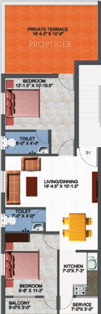 Sprout Apartments (2BHK+2T (872 sq ft) 872 sq ft)