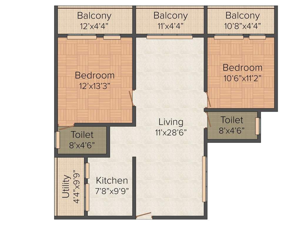 Sri Krishna Constructions India Tulip (2BHK+2T (1,203 sq ft) 1203 sq ft)