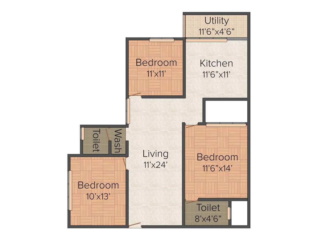 Sri Krishna Constructions India Tulip (3BHK+2T (1,226 sq ft) 1226 sq ft)