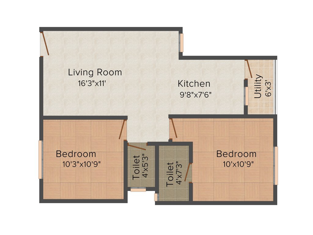 Akshar Amrut (2BHK+2T (950 sq ft) 950 sq ft)