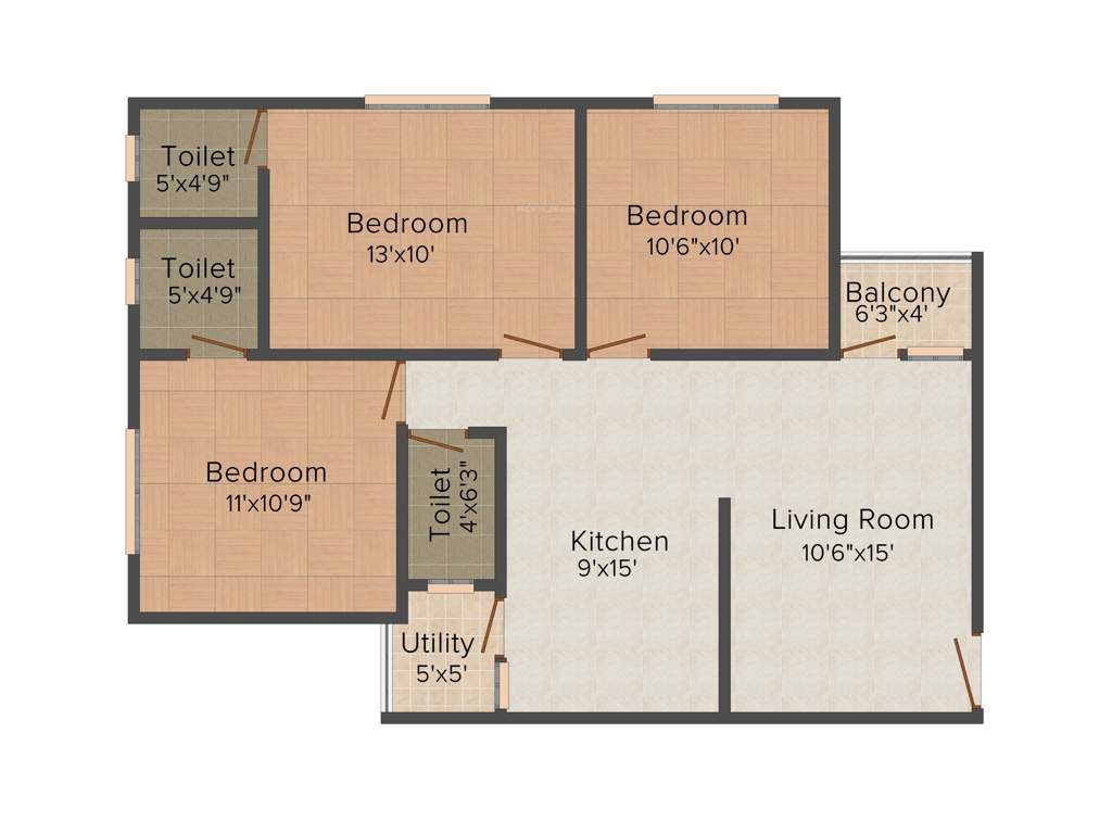 Akshar Amrut (3BHK+3T (1,300 sq ft) 1300 sq ft)