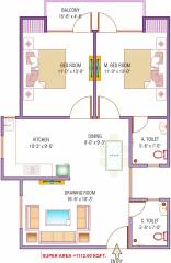 Floor Plan (2BHK+2T (1,112 sq ft) 1112 sq ft) JSR Housing Ashoka City Floor Plan (2BHK+2T (1,112 sq ft) 1112 sq ft)