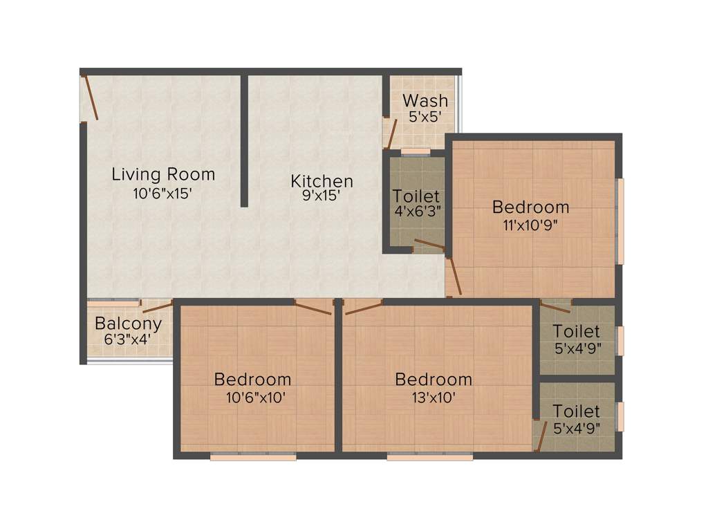 Akshar Enclave (3BHK+3T (1,300 sq ft) 1300 sq ft)