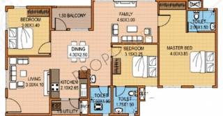 Oceanus Greendale Phase I (3BHK+3T (1,395 sq ft) 1395 sq ft)
