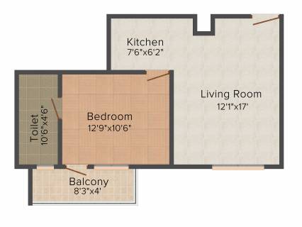 647 Sq Ft 1 Bhk Floor Plan Image Sfs Homes Cyber Palms Ivory