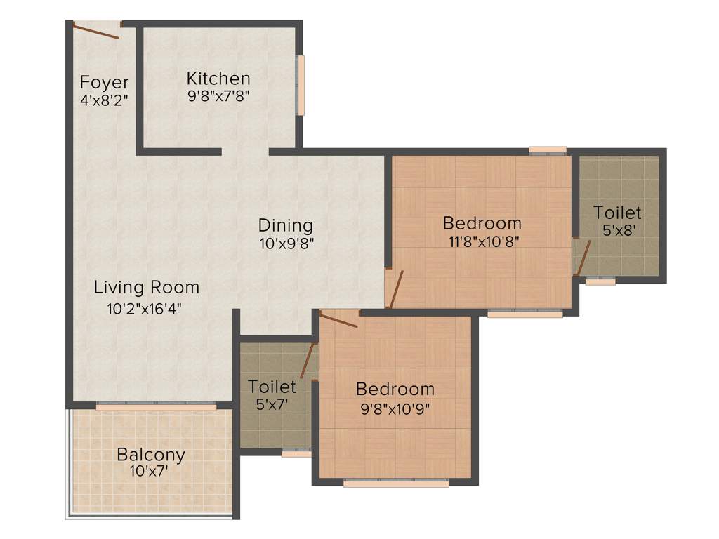 SFS Iris Apartments (2BHK+2T (1,053 sq ft) 1053 sq ft)