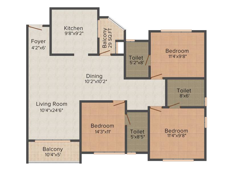 SFS Iris Apartments (3BHK+3T (1,420 sq ft) 1420 sq ft)