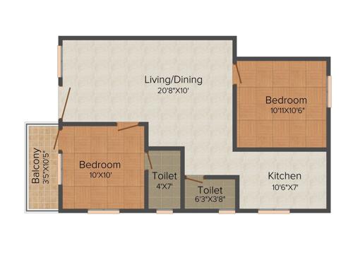 Palace Sai Sankara (2BHK+2T (923 sq ft) 923 sq ft)